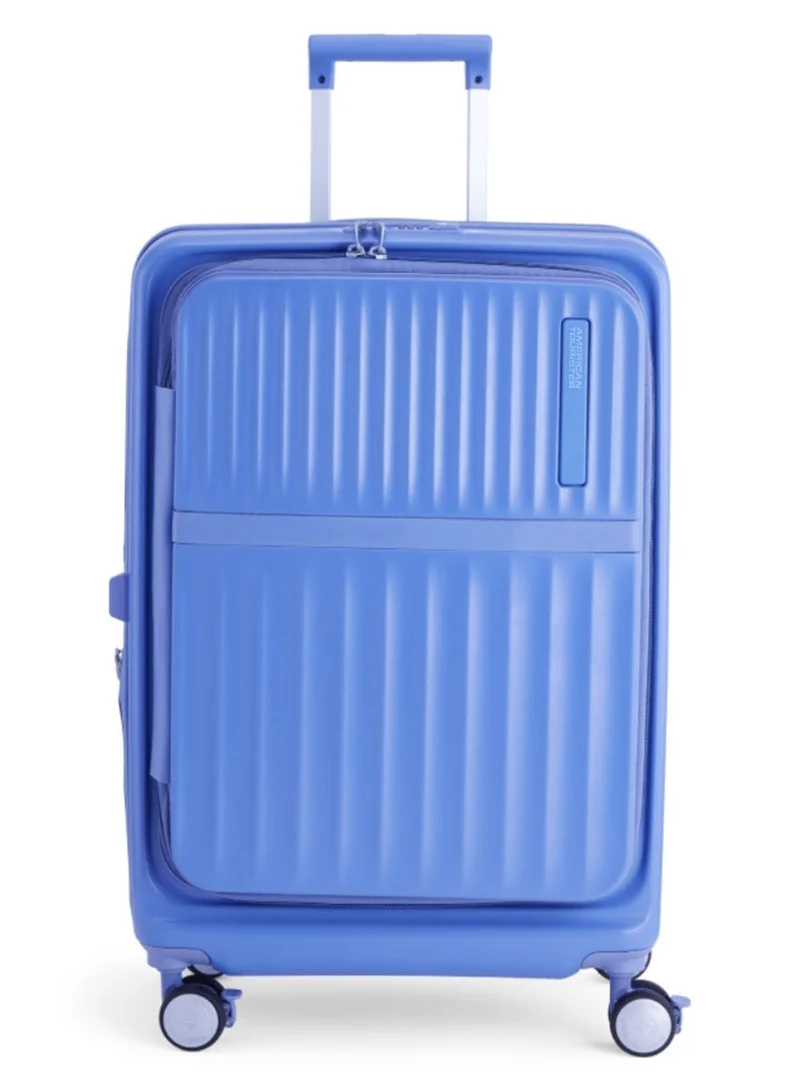 AMERICAN TOURISTER  Trento + Suitcase, Check-In Size 68 cm / 25 inch, 4 Spinner Wheels, Hard Top, Polycarbonate, Elemental Blue|2 In 1 Optimov™ Shock Absorbing Wheels|Book Opening|Expandable|TSA Lock|Waterproof Section - 3 Years International Warranty  | Best Price UAE